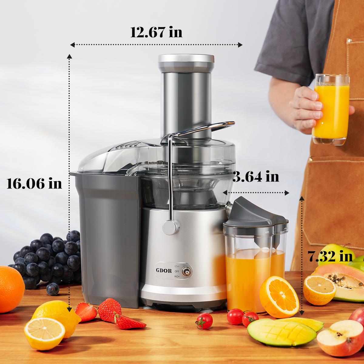 1200W Premium Juicer Machine, Extra-Large 3.2” Feed Chute for Whole Fruits and Vegetables, Titanium Enhanced Cutting System, Centrifugal Juice Extractor Maker with Heavy Duty Full Copper Motor, Dual Speeds, BPA-Free.