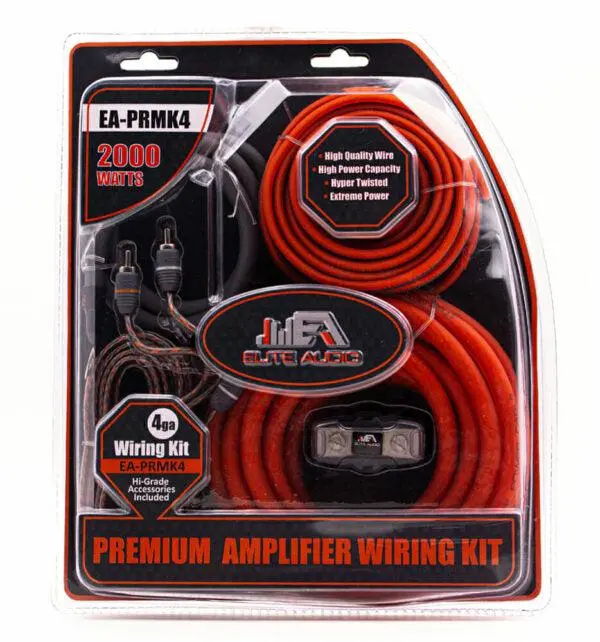 Elite Audio PRMK4 4 Gauge Amp Kit | Complete CCA Wiring with Mini-ANL Fuse Holder Amp Kit Car Subwoofer