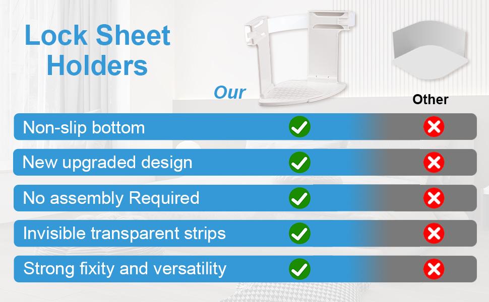 Bed Sheet Holders for Corners Stocking Stuffers for Women - Lock Sheet Holders Keep Sheets Tight,Bed Sheet Rack with Lock Strip Easy to Install for All Mattress Sizes (4PCS)Christmas Gifts for Women Mom Sister Her Best Friend