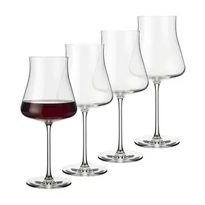Libbey Signature Stratford Wine Glasses Set of 4, 24 oz Unique Red Wine Glasses, Stemmed Large Wine Glass Set