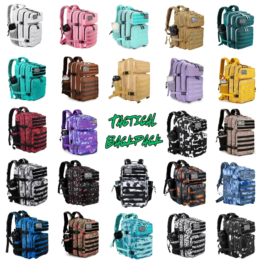 PAKNADA 45L Durable Tactical Heavy-Duty Backpack - 900D Oxford Water-Resistant Multi-Purpose Outdoors Rucksack for Camping, Hiking, Durable Backpack