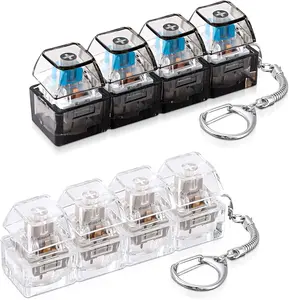 2 PCS Keyboard Fidget Toy, Keyboard Fidget Keychain 4-in-1 Keyboard Decompression Button Finger Clicker Toys, Button Stress Relief Fidget Gifts to Relief Stress (Clear Black)