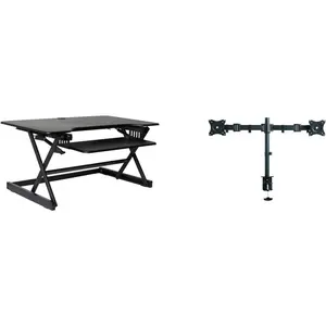 Rocelco Adjustable Standing Desk Converter - Height Adjustable Sit Stand Workstation Black/40 RiserDual Mount