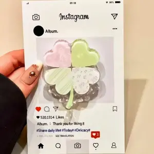 Cute Clover Phone Grip, Cartoon Phone Holder Stand, Universal Secure Grip Accessory for Smartphones