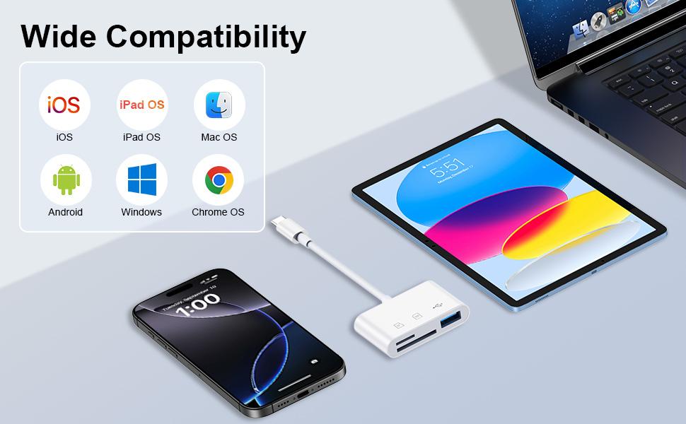 USB C Micro SD Card Reader Adapter for iPhone 17 Pro Max Air, 16, 16e, 16 Pro Max, 16 Pro, 16 Plus, 15 Pro Max Plus, Mac, Type C to TF/Micro SD Memory Card Reader Digital Camera Adapter Transfer