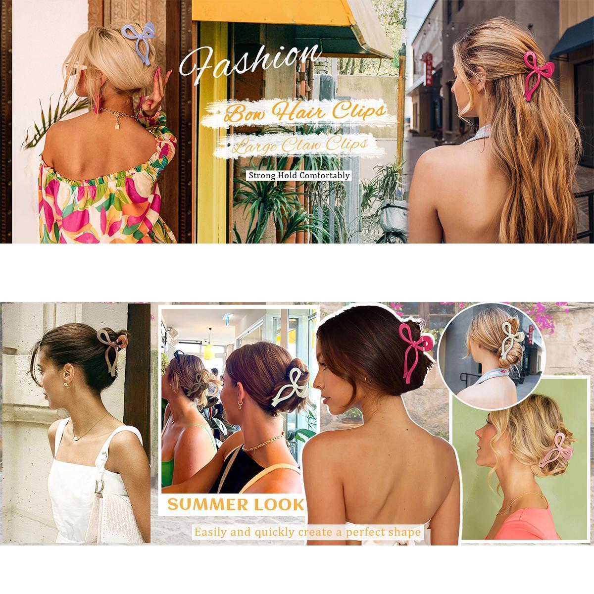 4-Piece Suit Bow Hair Clips Claw Clip for Women Girls Nonslip Large Hair Claw Clips for Thin and Thick Hair 4-Piece Suit Bow Hair Clips Claw Clip for Women Girls Nonslip Large Hair Claw Clips for Thin and Thick Hair