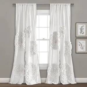 Lush Decor Serena Light Filtering Window Curtain Panel, Single, Sold Individually, 54" Wide- Drapes - Floral Curtains for Bedroom - Cute Curtains - Coquette Decor
