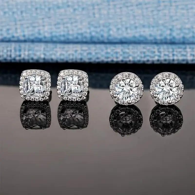 Sparkling Moissanite Stud Earrings S925 Silver | Trendy Fashion Jewelry for Wedding & Daily Wear