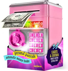 Piggy Bank Cash Coin Can ATM Bank Electronic Coin Money Bank for Kids Age 3-12, Money Savings Box Mini ATM Coin Bank  Gifts for 3 4 5 6 7 8 9 10 11 12 Year Old Boys Girls Christmas Birthday Gifts