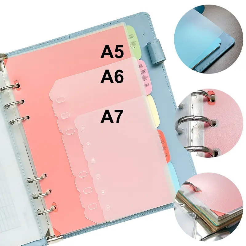 6/12pcs A5 Binder Dividers | 6 Ring Transparent Plastic File Separators | Page Dividers for Notebooks & Journals | Professional Home Office & School Organization Supplies