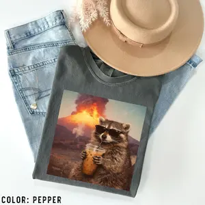 Comfort Colors Funny Raccoon Drinking Iced Coffee Shirt, Raccoon shirt, Unhinged Shirt, Raccoon Lover Shirt, Gift for Raccon Owner, Gift for Raccoon Lovers