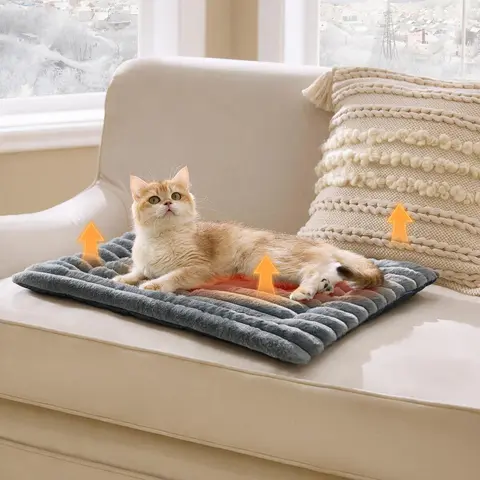 Bedsure Self-Heating Pet Bed Mat，Ultra Soft Corduroy Thermal Bed for Dogs & Cats, No Electric Heat Safe Warm Pad for Winter Cold Weather,Machine Washable
