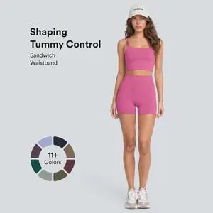 Halara 【Buy Seperately】UltraSculpt High Waisted Tummy Control Side Pocket Shaping Training Biker Shorts 3''/5"/7" - Double Straps Twisted Backless Cropped Yoga Tank Top