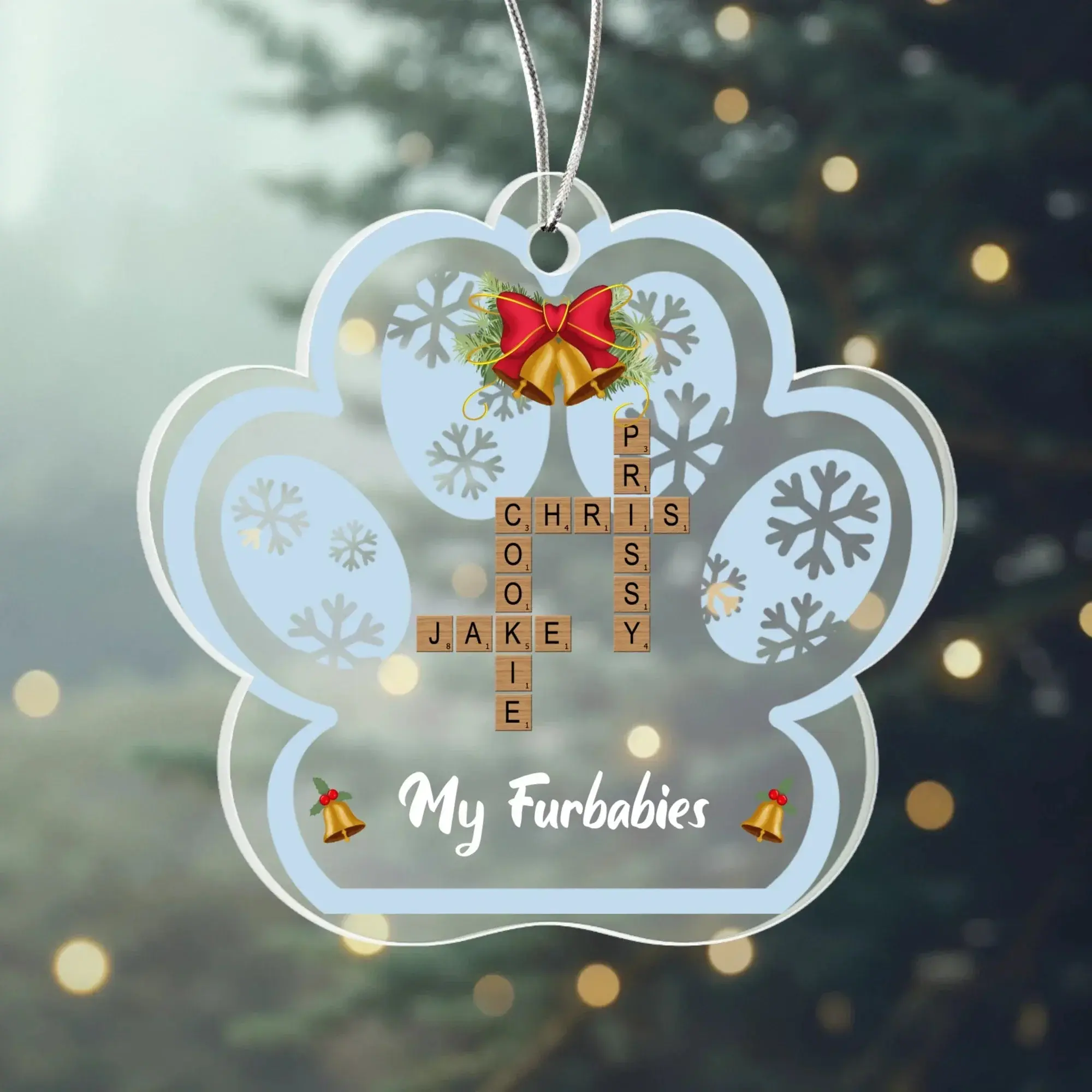 Pet Names Personalized Crossword Puzzle Acrylic Paw Ornament
