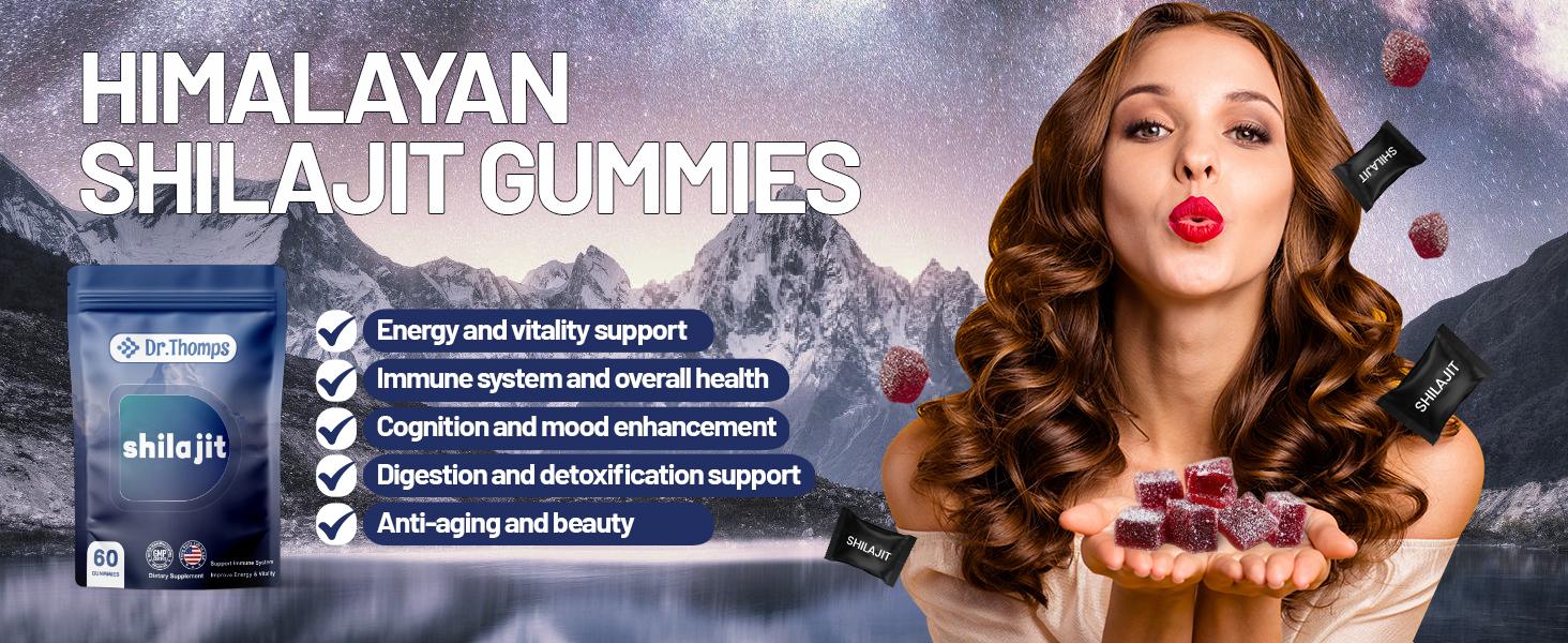 [buy 1 get 1]Dr.Thomps Premium Gold Himalayan Shilajit Gummies I Lab Tested I Individually Packaged I Ashwagandha, 75%+ Fulvic Acid & 85+ Trace Minerals I for Men, Women I Non-GMO I 100% Natural & Organic