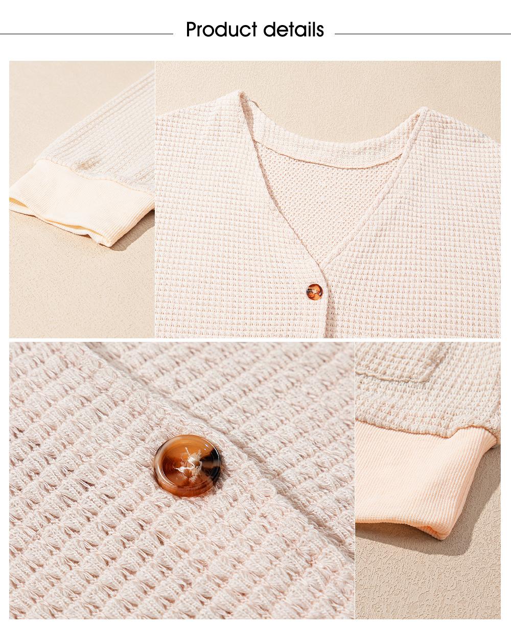 Aleumdr Women's Plus Size Cardigans Casual Long Sleeve Waffle Knit Front Button Tops 1X-5X Soft Breathable Stretchy Skin-Friendly Comfortable Everyday Wear  Knitwear Womenswear Shirts Blouses Basic SpringStatements