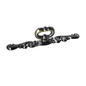 Utopia Alley HW320PLAB021 Vallia Cabinet Ring Pull Knob - Decorative Cabinet Drop Pull Knobs for Cabinets and Drawers - Vintage Cabinet Hardware with Hand Finished Antique Brass - Metal Drawer Pull Knobs 4.4"