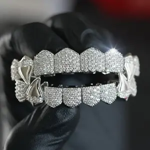 2 Pcs Vampire Teeth Grillz Set - Street Style Hip Hop Punk Rapper , Instant Smile Transformative Teeth Caps for Halloween, Mardi Gras Day