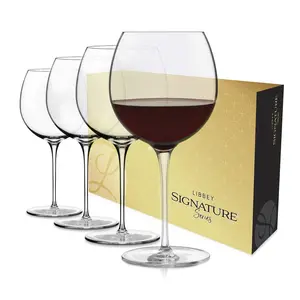Libbey Signature Kentfield Balloon Wine Glasses Set of 4, 24 Oz Elegant Large Red Wine Glasses, Red Wine Glass Gift Set for Weddings, Birthdays, and More