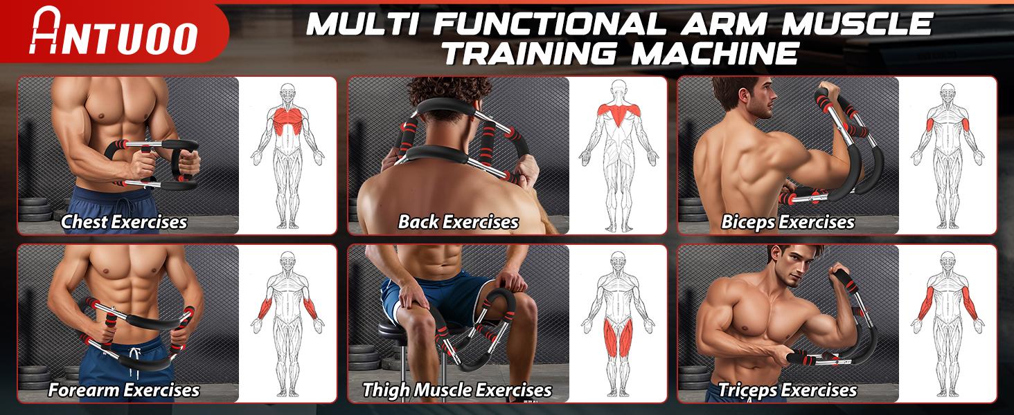 Arm Trainer,3 Level 60-100LBS Adjustable,Chest&Arm Workout Equipment for Men,Muscle&Strength Trainer,Portable Spring Resistance, Perfect Gift