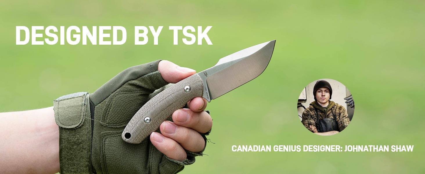 CJRB Mutt EDC Hunting Knife with AR-RPM9 Steel Balde and G10/Wood/Micarta Handle, Fixed Blade Knives for Outdoor Adventures,Camping and Hiking