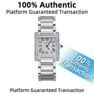 Cartier Tank Française Small Model Stainless Steel Quartz Aftermarket Pave Diamond Dial & Bezel WHT019474