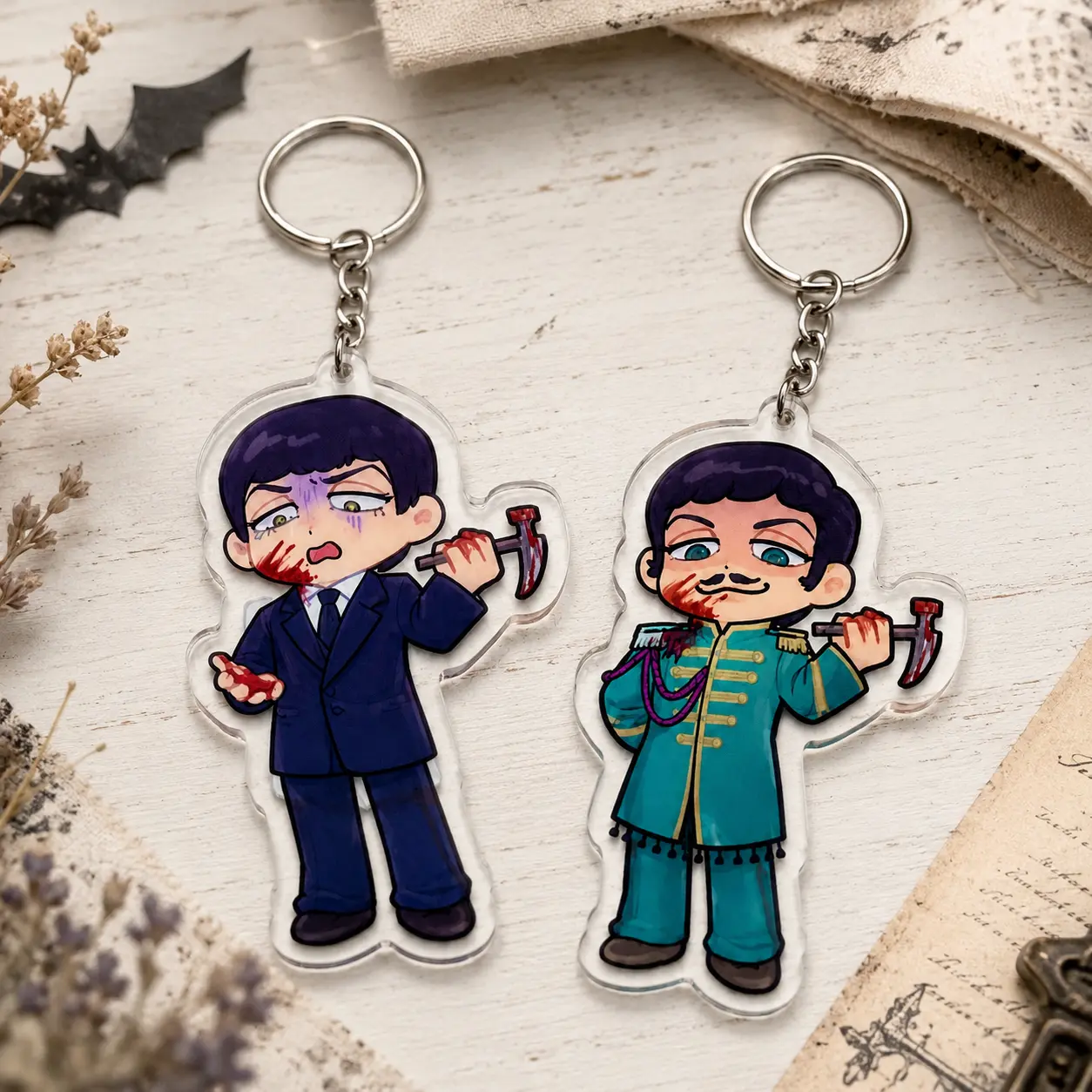 Beatles Paul McCartney & Billy Shears Lenticular Acrylic Keychain Halloween