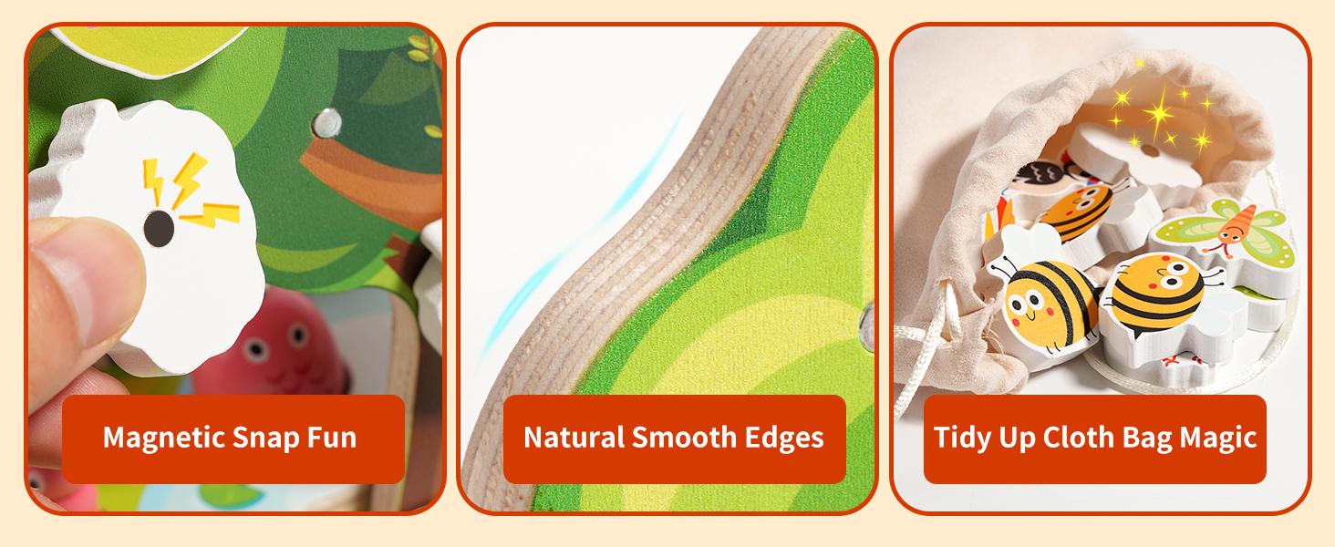 INIFEIDALA Wooden Montessori Educational Toys for 3-5 Year Olds, Shape Sorter with Carrot Harvest & Magnetic Fishing Games, Fine Motor Skills Development Birthday Gifts for Boys & Girls