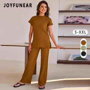 Joyfunear Women's spring/summer casual top and pants two-piece set
