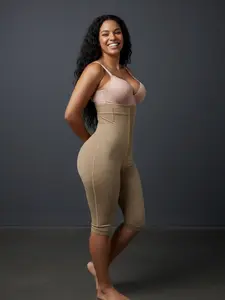 FB836L Long Strapless High Compression Knee-Length Shaper with Invisible Butt Lifter and Triple Hook Closure