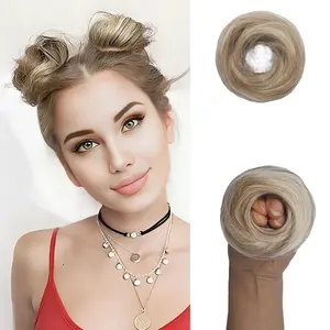 Twicebeauty 2PCS Messy Bun Hair Pieces Synthetic Fiber Chignon Updo Scrunchies Extension hairpiece Quick Style Plate for Women Daily Use