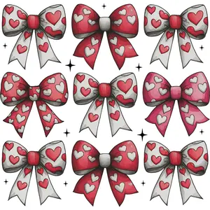 Bows, valentines, heat transfer, press and peel, no shirt, made to order