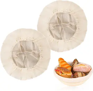 2 Pcs Bread Proofing Basket Cloth Liner Baking Dough Basket Cover Natural Rattan Banneton Proofing Cloth for Bakery Home Baking, about 10 Inch MOZEAT LENS