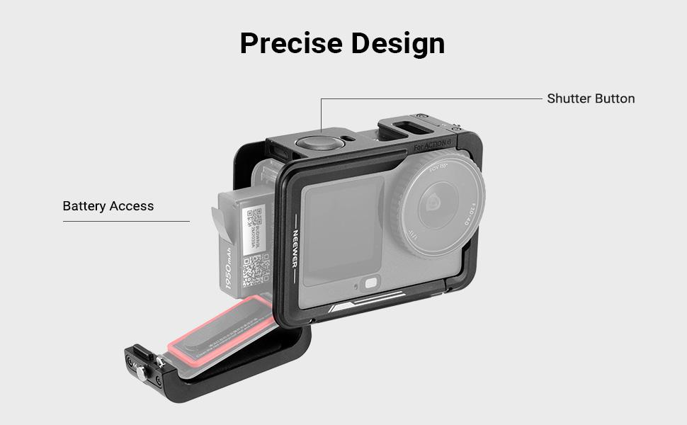 NEEWER AC054 Action Camera Cage for DJI Osmo Action 6, Aluminum Protective Frame with Cold Shoe Mount & 1/4" Thread for Vlog, Photography & Video Recording