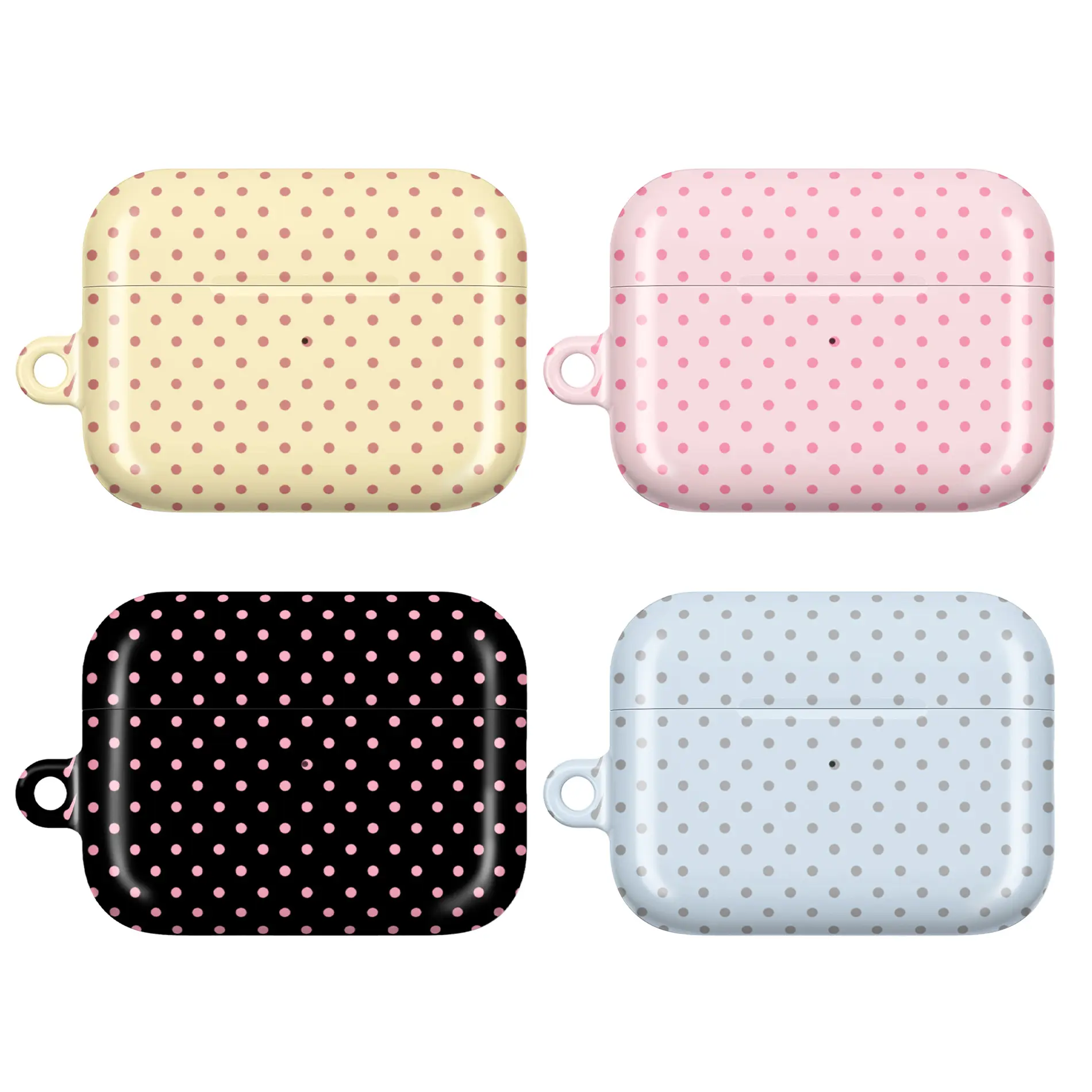 Vintage Pastel Aesthetic AirPods Case Collection, Cute Pink & Black Polka Dot Cover for AirPods 4/3/2/1 & Airpods Pro 3/2/1, French Girl Aesthetic Airpod Cases, Pastel Polka Dot, Adorable Gift for Women & Girls