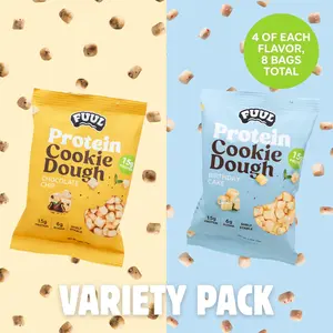 FUUL Protein Cookie Dough Bites - High Protein 15g Low Sugar 6g - Perfect for Snacking or Post Workout Recovery - Chocolate chip and Birthday Cake Flavors