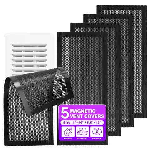 KEEPOW 5.5"x12" Magnetic Floor Vent Covers - Mesh HVAC Vent Covers with Easy Installation & Cleaning, Dust Filtration, Anti-Mold, Moisture-Proof, Maintain Good Airflow, Prevent Movement & Sliding for Home AC Grilles