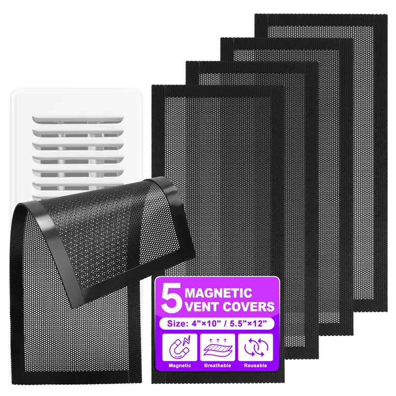 KEEPOW 5.5"x12" Magnetic Floor Vent Covers - Mesh HVAC Vent Covers with Easy Installation & Cleaning, Dust Filtration, Anti-Mold, Moisture-Proof, Maintain Good Airflow, Prevent Movement & Sliding for Home AC Grilles