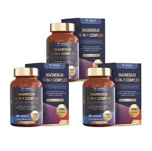 3 Bottles of 120 Capsules Magnesium Glycinate Complex 700mg 12 in 1 Magnesium Supplement with Glycinate Citrate Malate Oxide Taurate Aspartate Orotate Magnesium Relaxation,Muscle,Heart Support, Vegan