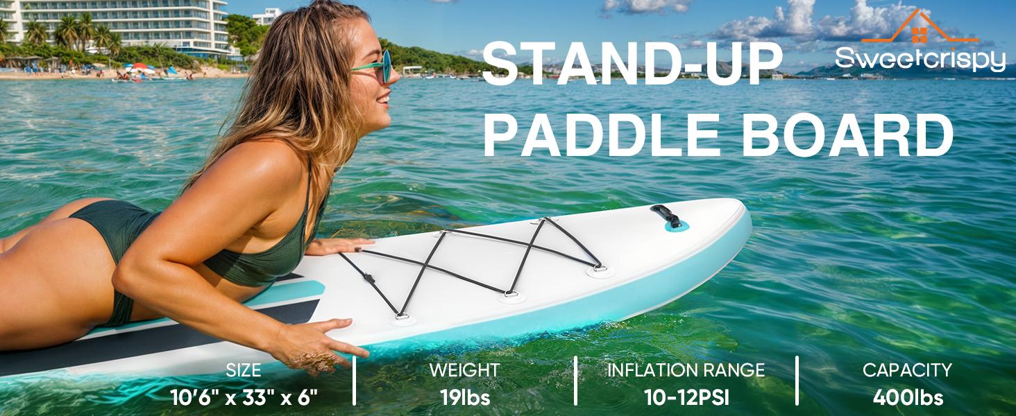 Premium SUP Inflatable Stand Up Paddle Board with 2-in-1 Paddle, Wide Stable Design, Non-Slip Comfort Deck for Adults & Youth, Non-Slip Comfort Deck