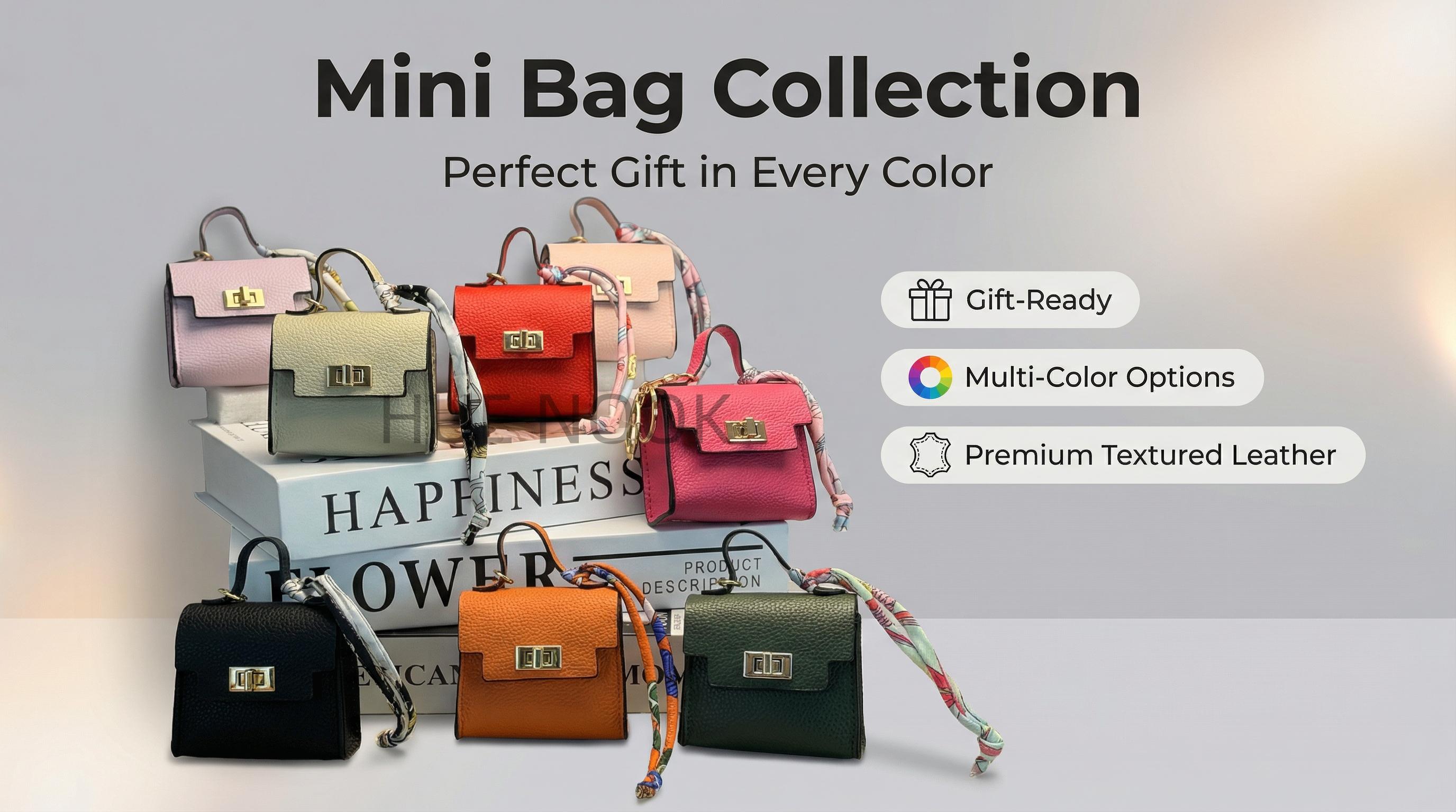 2PCS Mini Bag Versatile Hanging Design Perfect for Bags Keys or Any Other Spot Stylish Convenient Accessory Compact Functional Gift Pu Leather Handbag Leather Satchel Purse Multifunctional Portable Bag