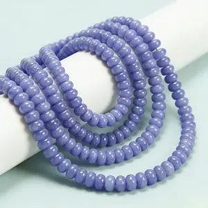 Tanzanite Color Dyed Jade Smooth Rondelle Beads Size 5x8mm 15.5'' Strand
