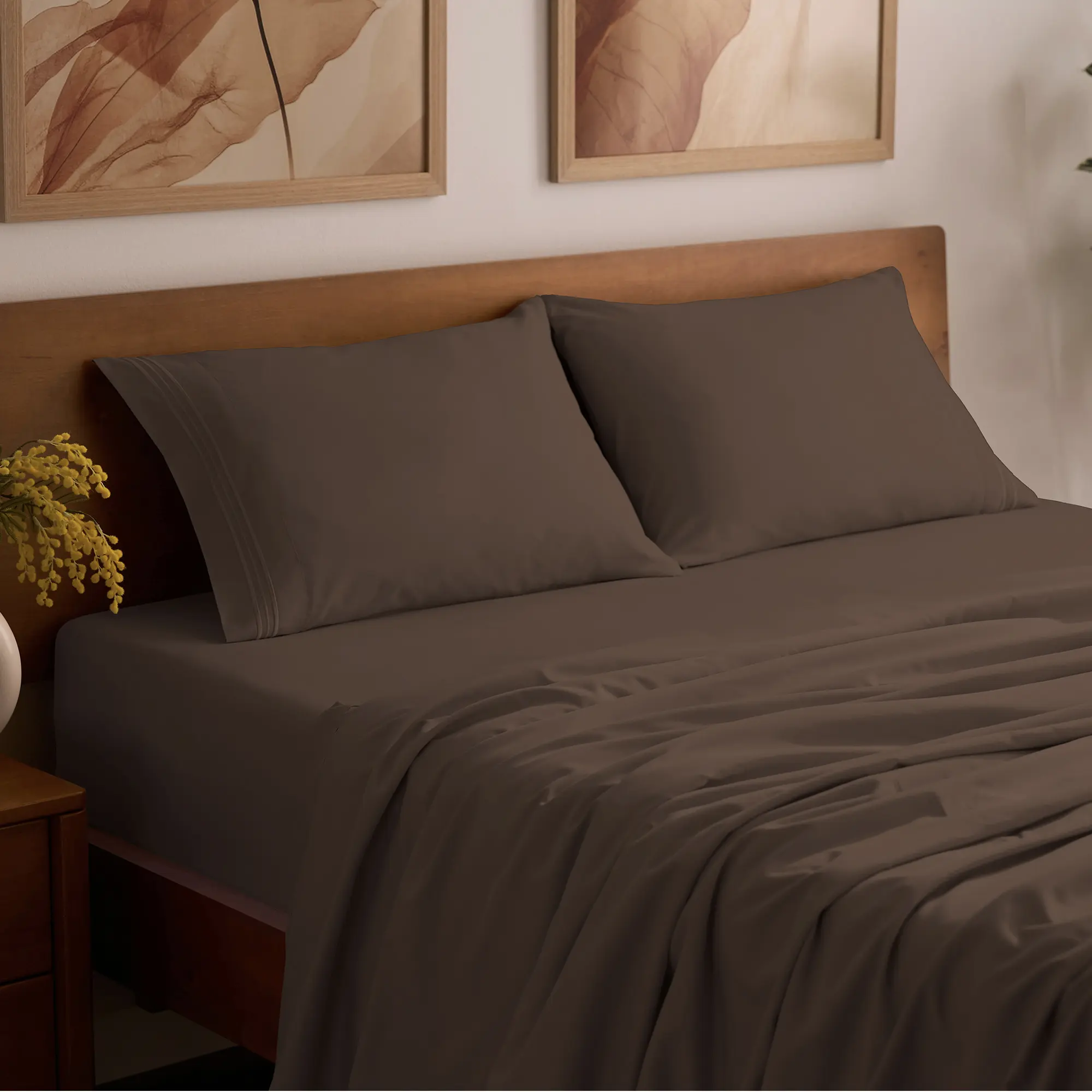 Mellanni 4-Pc Iconic Collection Bed Sheet Set - Premium, Silky, Smooth Multi-Piece Fitted Sheet, Breathable Durable, Cooling Double-Brushed Microfiber, 16" Deep Pocket, Machine Washable, Breathable Durable Sheets, Silky Fitted Sheet