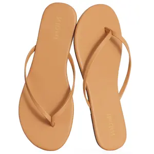 KIDMI Flip Flops for Women Summer Women's Memory Foam Comfortable Flat Thong Sandals Vegan Leather Flat Sandals Non-Slip Beach Essentials Flats for Women Sandals