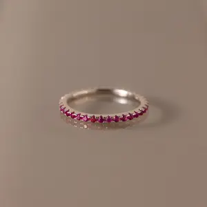 Endless Eternity Birthstone Ring in Silver by Caitlyn Minimalist - Dainty Sterling Silver Gemstone Stacking Ring - Custom Birthstone Jewelry - Personalized  Gift for Her