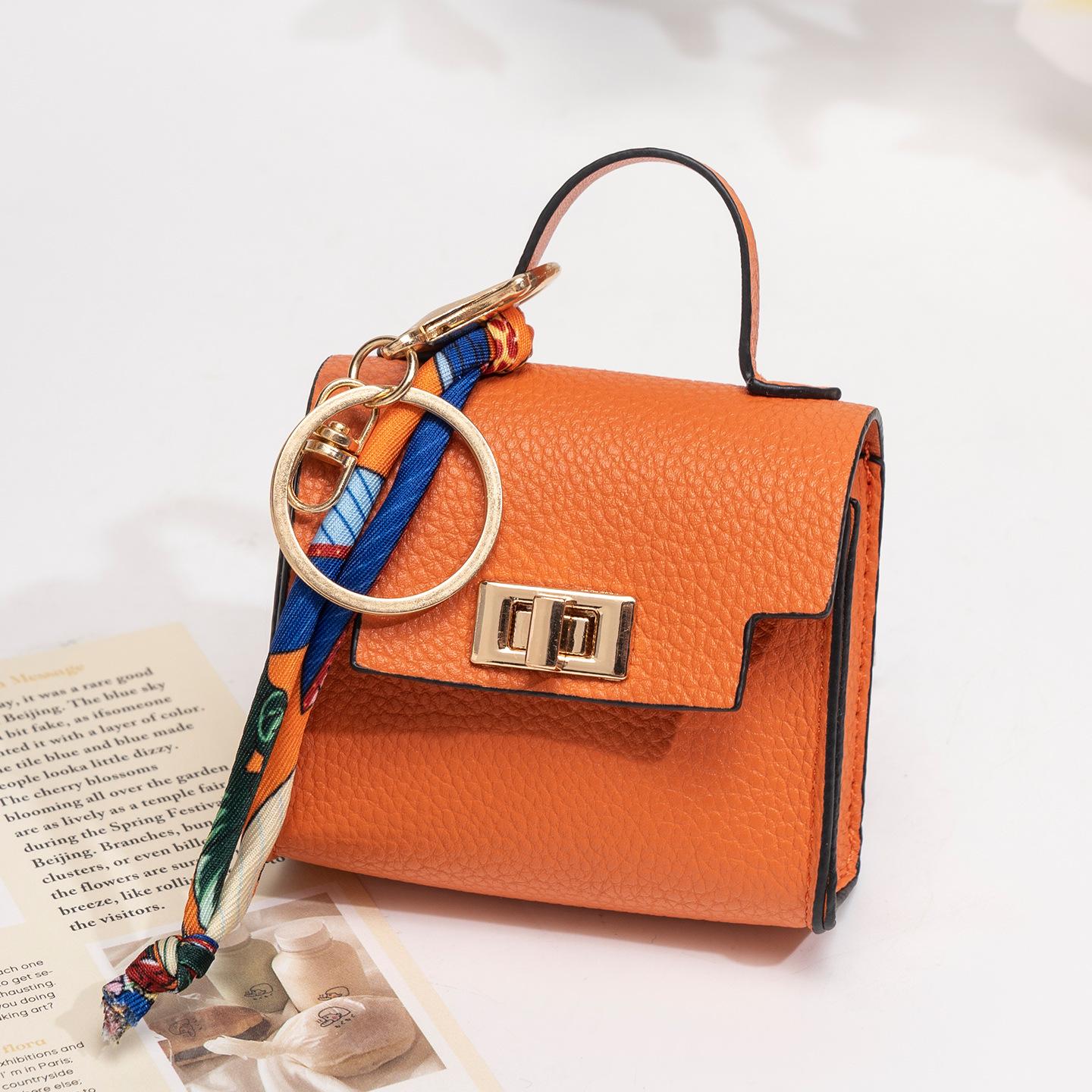 Mini Square Bag Pendant Keychain - High Quality Leather with Colorful Strap, Cute Car Keychain & Bag Charm Accessory.#backtoschool#sohochic