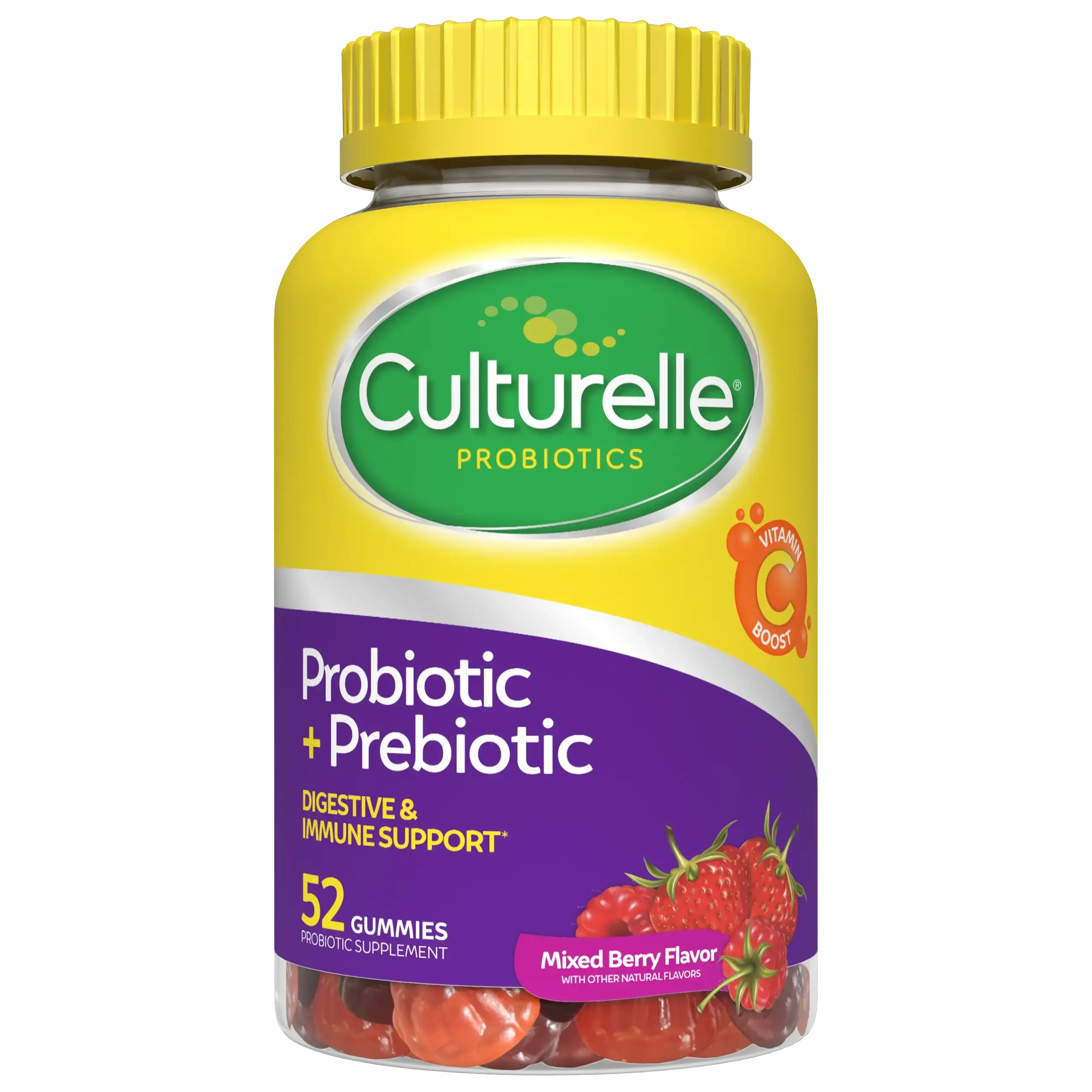 Culturelle Probiotic + Prebiotic Gummies - Berry Flavor Daily Wellness Gummies with Probiotics & Prebiotics