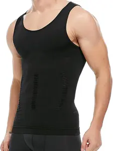 1-2 Pack Men's Compression Shirt Tank Top Body Shaper Abs Abdomen Slim Vest Tummy Control Sleeveless Breathable Stretch Sports Undershirt Black White