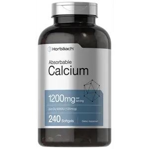 Horbäach Calcium 1200 mg with Vitamin D3 | 240 Softgels | 5000 IU Vitamin D3 | Absorbable Calcium Supplement | Non-GMO, Gluten Free Calcium Supplement