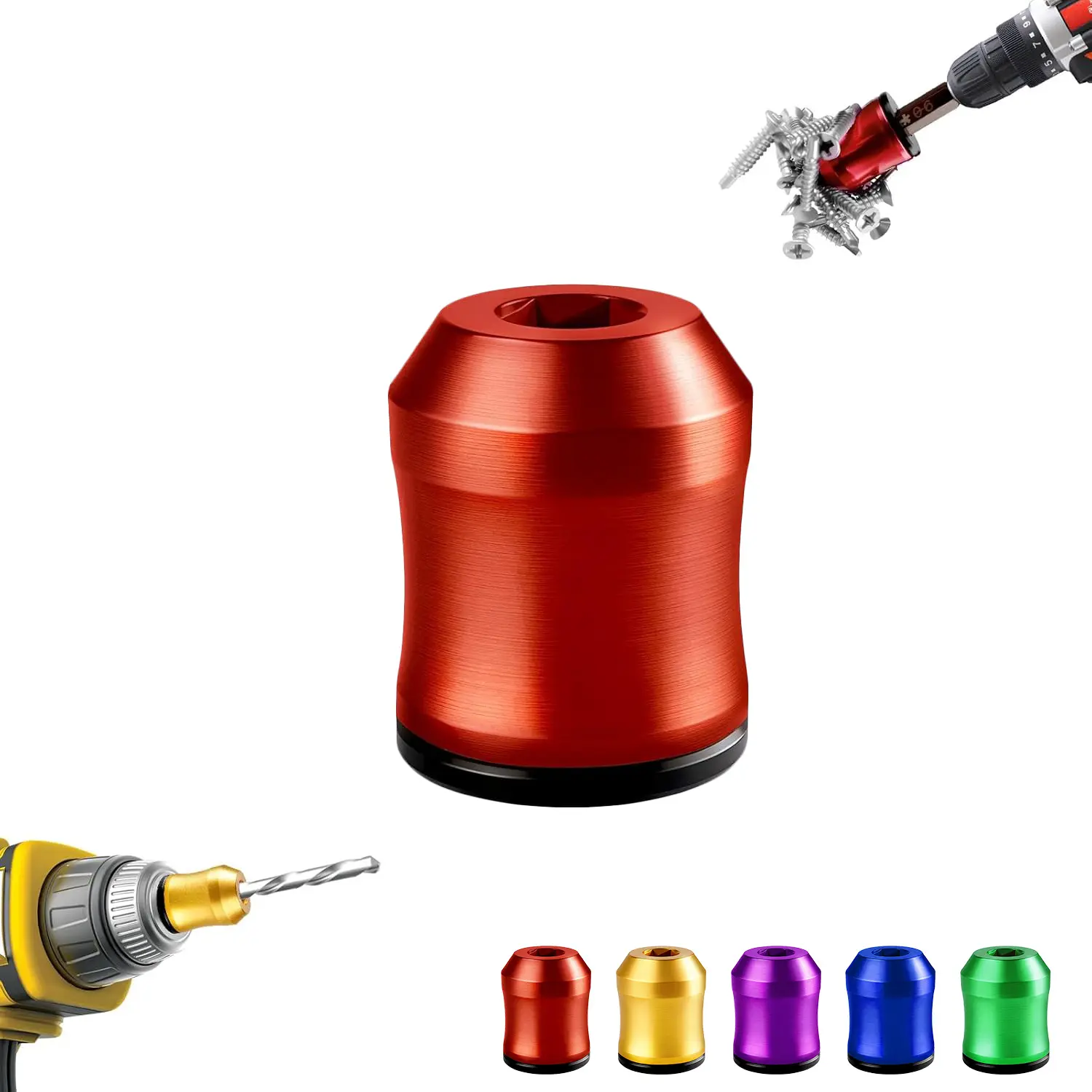Strong Magnetic Screw Ring, 1/4 Inch/ 6.35 mm Universal Magnetic Screw Holder, Removable Magnetic Screwdriver Drill Bit Holder for Hex Screwdriver and Power Bits